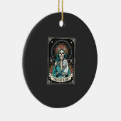 Kat Lady Skelet Tarot Bloem Gothic Keramisch Ornament (Rechts)