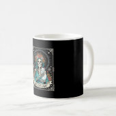 Kat Lady Skelet Tarot Bloem Gothic Koffiemok (Voorkant rechts)