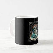 Kat Lady Skelet Tarot Bloem Gothic Koffiemok (Voorkant links)