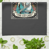 Kat Lady Skelet Tarot Bloem Gothic Theedoek (Gevouwen)