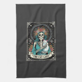 Kat Lady Skelet Tarot Bloem Gothic Theedoek (Verticaal)