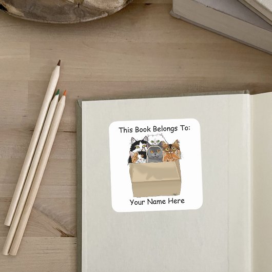 Kat Lady Starter Kit Bookplate Vierkante Sticker