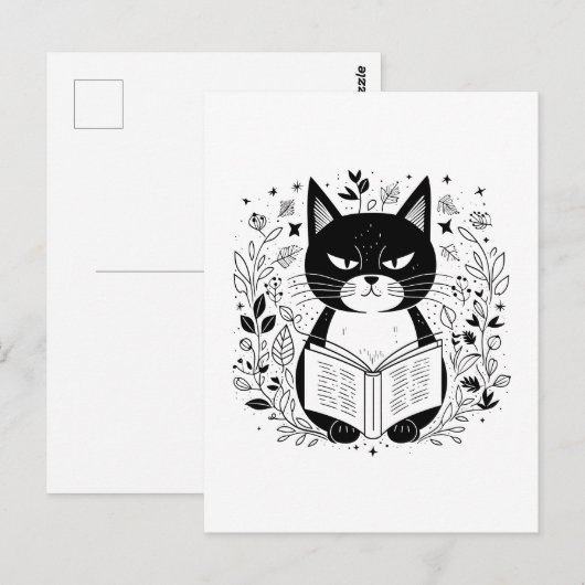 Kat leesboek briefkaart (Voorkant / Achterkant)