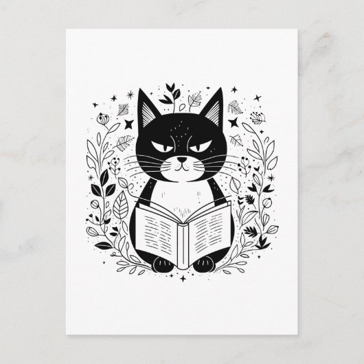 Kat leesboek briefkaart (Voorkant)