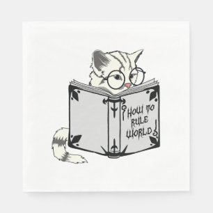 Kat leest boek servet