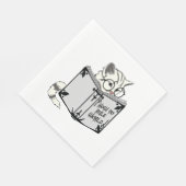 Kat leest boek servet (Hoek)