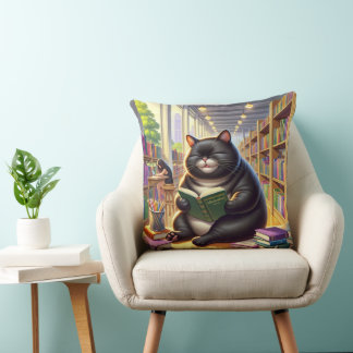 Kat leest een boek kussen