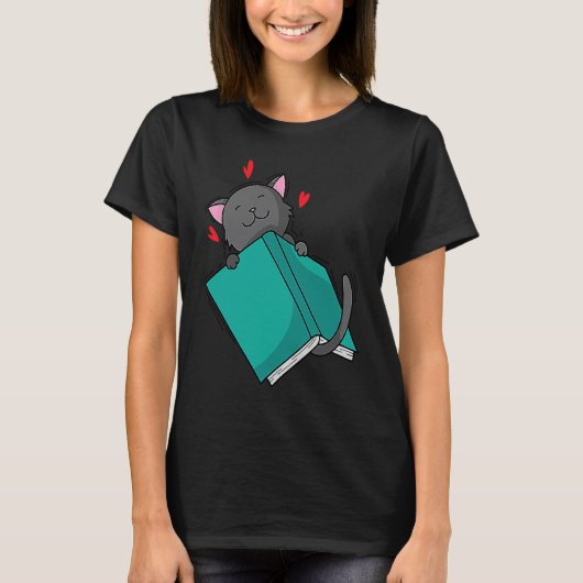 Kat leest een boek t-shirt (Voorkant)