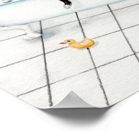 Kat leest krant in bad poster (Hoek)