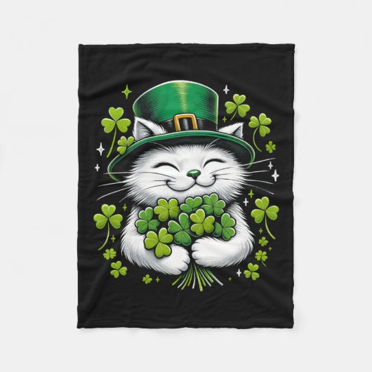 Kat Leprechaun Clover St. Patricks Day Vrouwen Mei Fleece Deken (Voorkant)