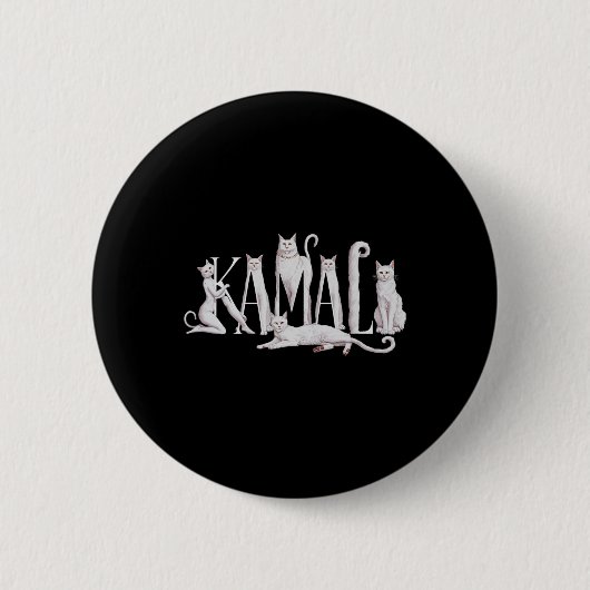 Kat Lettering Kunst - Kamala Harris 2024 Ronde Button 5,7 Cm (Voorkant)