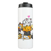 Kat Leuk Kat Stapel Katten Anime Kawaii Neko Gift Thermosbeker (Voorkant)