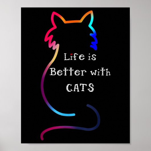 Kat leven is beter met katten Kleurrijk Poster (Voorkant)