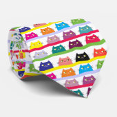 Kat, levendig kleurrijk patroon stropdas (Opgerold)