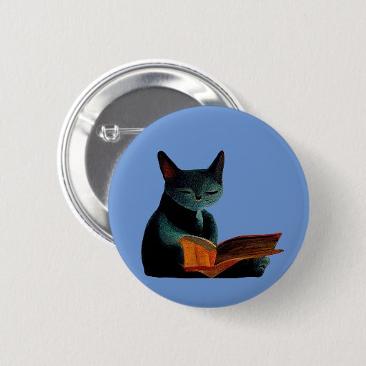 Kat lezen boek ronde button 5,7 cm (Voorkant /achterkant)