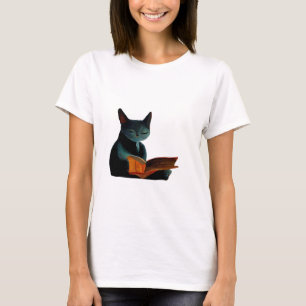 Kat lezen boek t-shirt