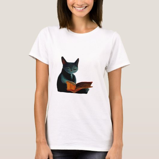 Kat lezen boek t-shirt (Voorkant)
