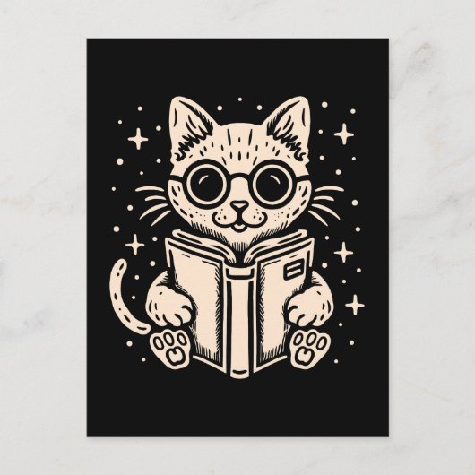 Kat lezen fantasy boek briefkaart (Voorkant)