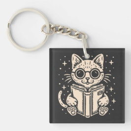 Kat lezen fantasy boek sleutelhanger