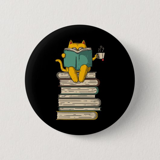 Kat lezen - Grappig boek en thee liefhebber cadeau Ronde Button 5,7 Cm (Voorkant)