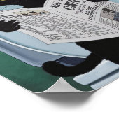 Kat lezen krant op het toilet - Ben je poepen? Poster (Hoek)