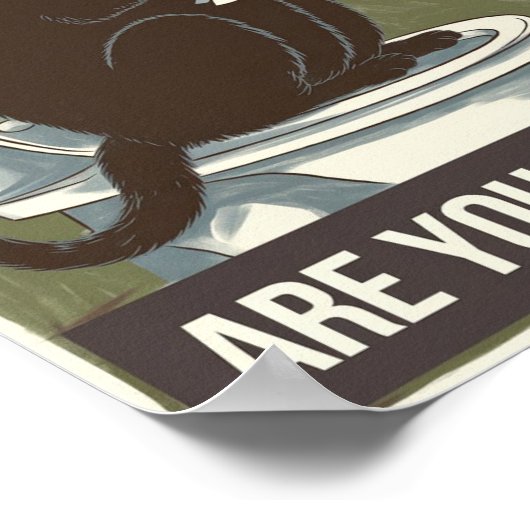 Kat lezen krant op het toilet - Ben je poepen? Poster (Hoek)