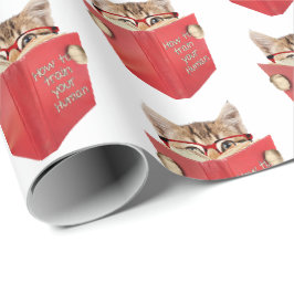 Kat lezen rood boek cadeaupapier