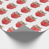 Kat lezen rood boek cadeaupapier (Hoek)