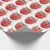 Kat lezen rood boek cadeaupapier (Hoek)