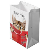 Kat lezen rood boek medium cadeauzakje (Voorkant Gekanteld)