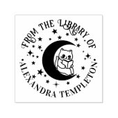 Kat Lezend, Halve Maan Sterren Bibliotheek Boeknaa Zelfinktende Stempel (Design)