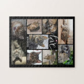 Kat LIEFDE 9 Fotocollage Naam Custom Legpuzzel (Horizontaal)