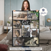 Kat LIEFDE Foto Collage Whiskers Naam Fleece Deken