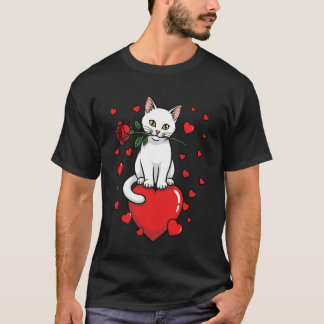 Kat liefde hart roos schattige kat t-shirt