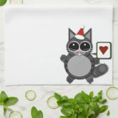 Kat Liefde voor de Feestdagen! Theedoek (Gevouwen)