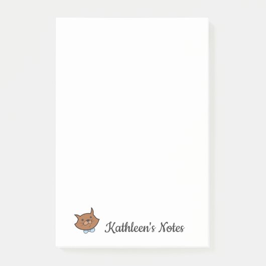Kat-liefdesnotities | Tekst aanpassen | Bruine kat Post-it® Notes (Voorkant)