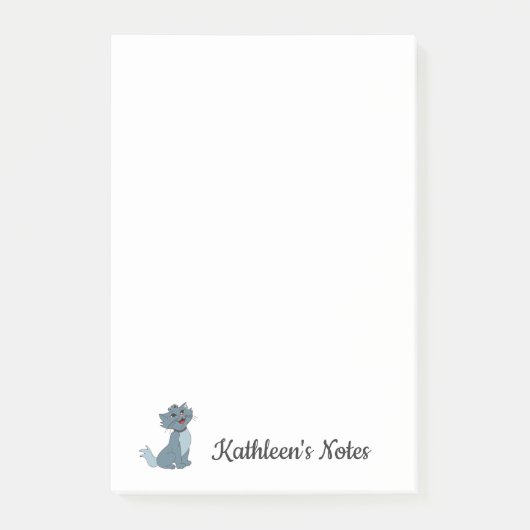 Kat-liefdesnotities | Tekst aanpassen | Grijze Kat Post-it® Notes (Voorkant)