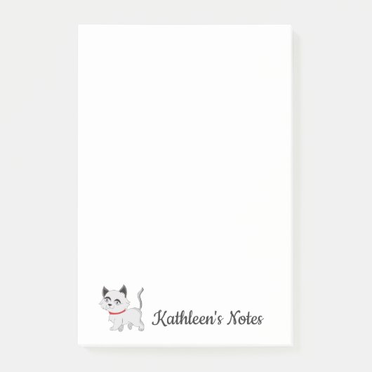 Kat-liefdesnotities | Tekst aanpassen | Witte kat Post-it® Notes (Voorkant)