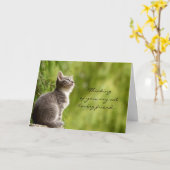 Kat liefhebbende vriend die aan je wenskaart denkt kaart (Gele Bloem)