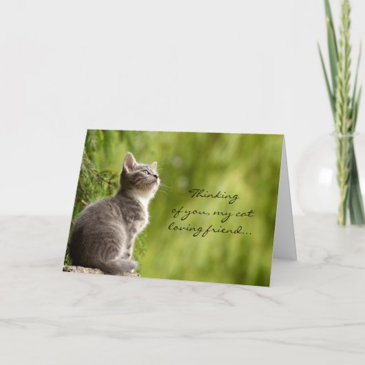 Kat liefhebbende vriend die aan je wenskaart denkt kaart (Voorkant)
