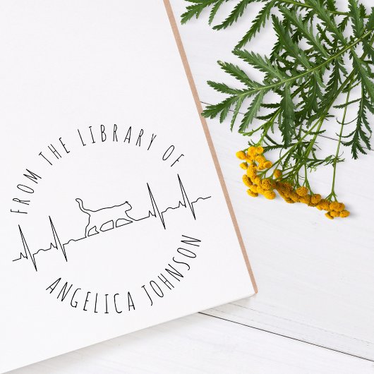 Kat Liefhebber Aangepaste Naam Bibliotheekboek Han Rubberstempel