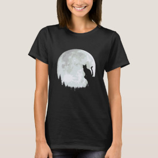 Kat Liefhebber Dier Silhouet Mooie Kat in Maan T-shirt