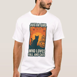 Kat Liefhebber Gewoon Een Meisje Dat Van Herfst En T-shirt