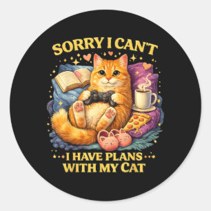 Kat Liefhebber Humor Sorry Kan Geen Plannen Maken Ronde Sticker