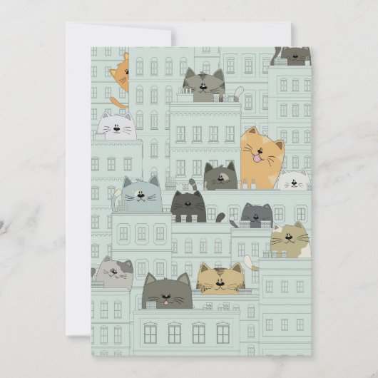 Kat Liefhebber Katten En De Stad Feestdagenkaart (Voorkant)