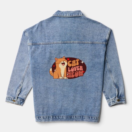 Kat Liefhebber Meow - oranje kat Denim Jacket (Achterkant)