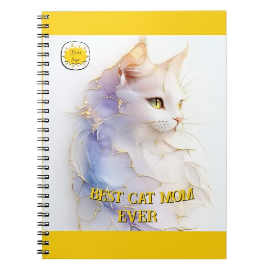 Kat liefhebber Moeder Foto geel Notitieboek (Voorkant)