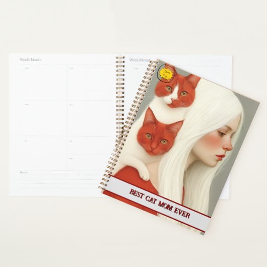 Kat liefhebber Moeder Foto rood Planner (Display)