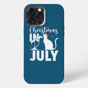 Kat Liefhebber Palmboom Kerstman Hoed Kat Kerst In iPhone 13 Pro Max Hoesje