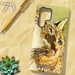 Kat Liefhebber Rood Tabby Waterverf Hart Neus Samsung Galaxy Hoesje